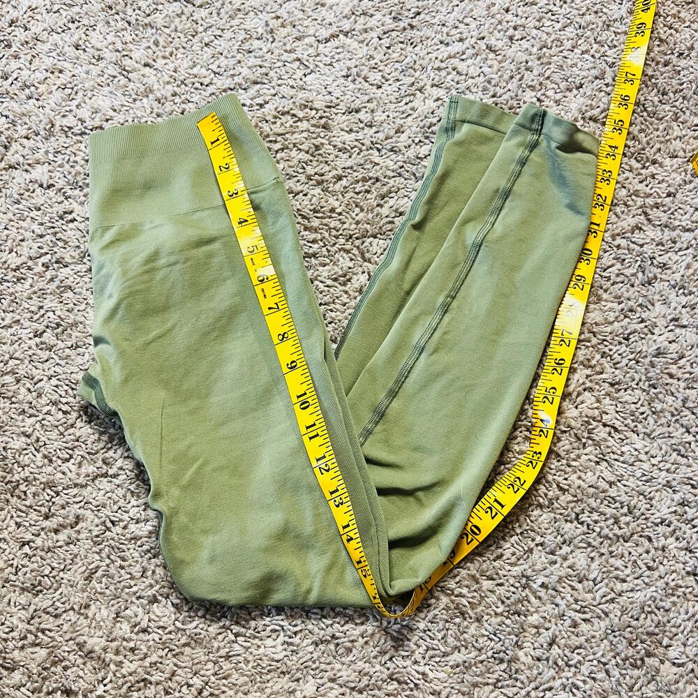 Women's High-Waist Olive Green Leggings - Picture 2 of 4